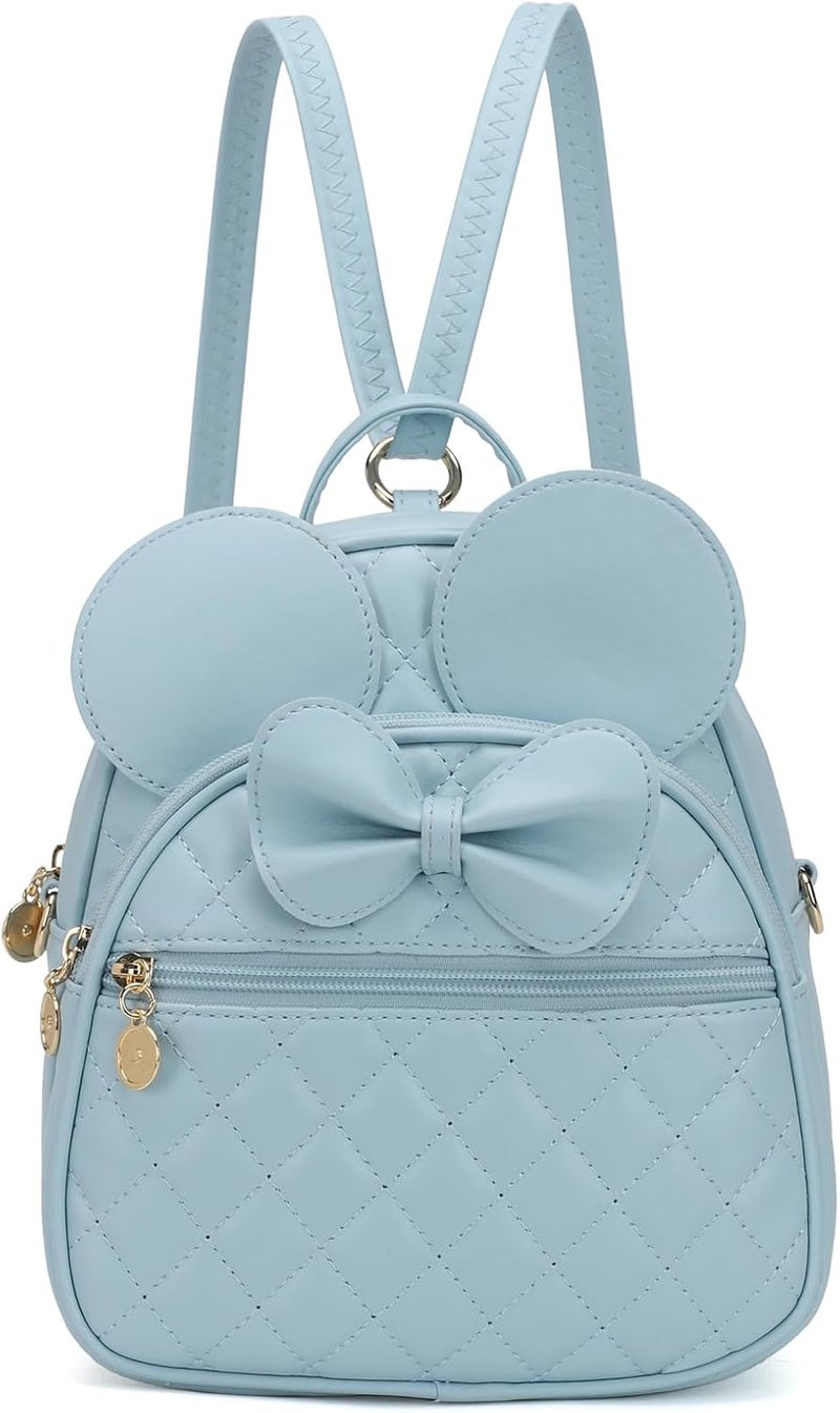 KL928 Girls Mini Backpack Bowknot Polka Dot Cute Small Daypacks Convertible Shoulder Bag Purse for Women - Image 1